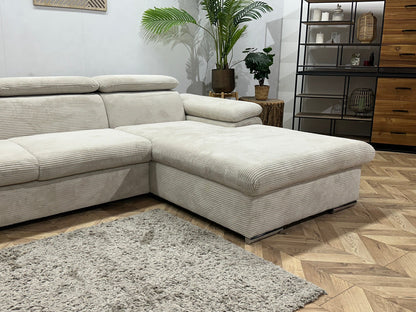 !Showroommodel! Witte Ribstof Hoekzetel ~ Verstelbare Hoofdsteunen