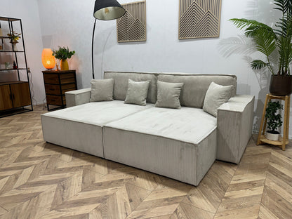 !Showroommodel! Witte Ribstof Lounge Zetel