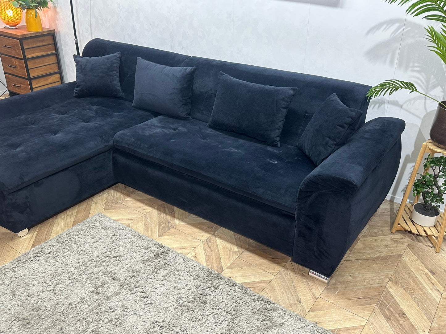 !Showroommodel! Zwarte Velvet Hoekzetel ~ Slaapfunctie