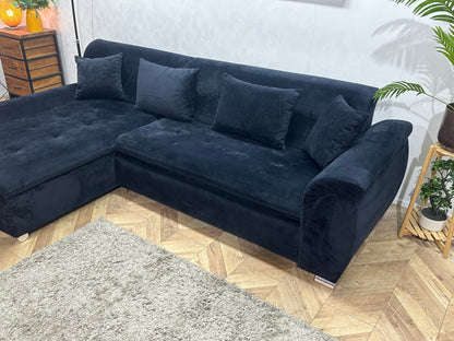 !Showroommodel! Zwarte Velvet Hoekzetel ~ Slaapfunctie