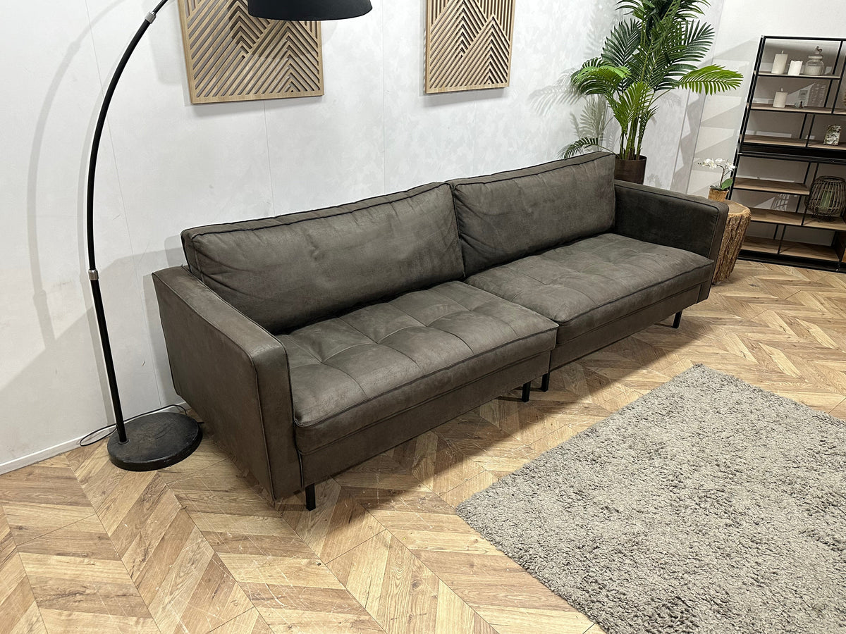 Be Pure Antraciet Suede Stoffen 2.5-Zits Zetel Inc Hocker ~ Losse Kussens Met Afneembare Hoezen