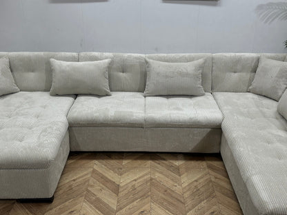 !Showroommodel! Witte Ribstof U Zetel