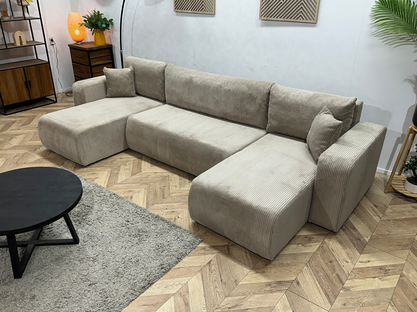 !Showroommodel! Licht Bruine Ribstof U Zetel