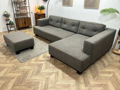 Antraciet Hoekzetel Inc Hocker ~ Losse Rugkussens Met Afneembare Hoezen