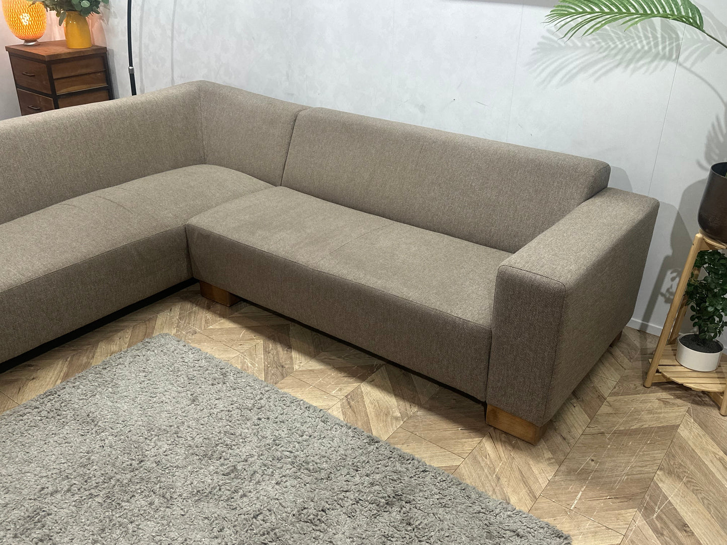 Goossens Beige Hoekzetel ~ Vaste Kussens