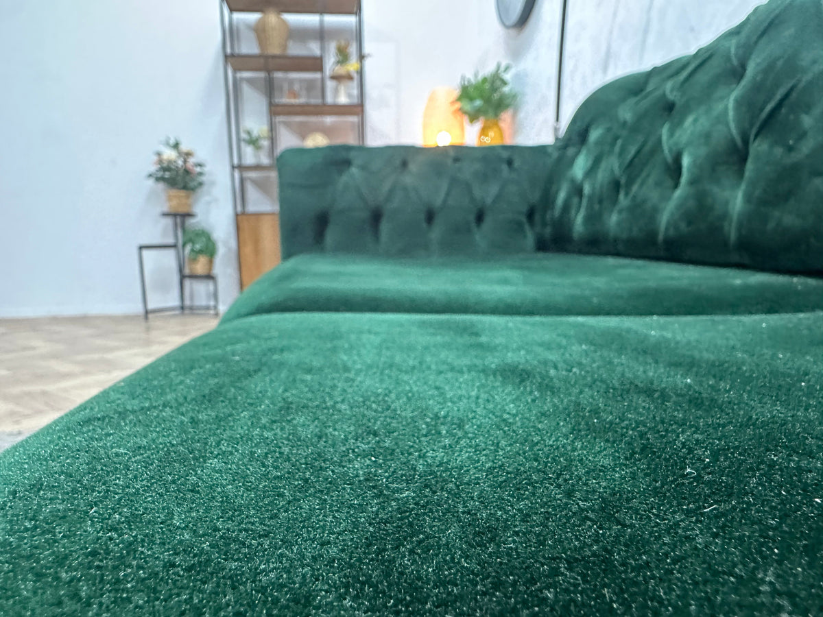 Groene Velvet 2.5-Zits Zetel ~ Vaste Kussens