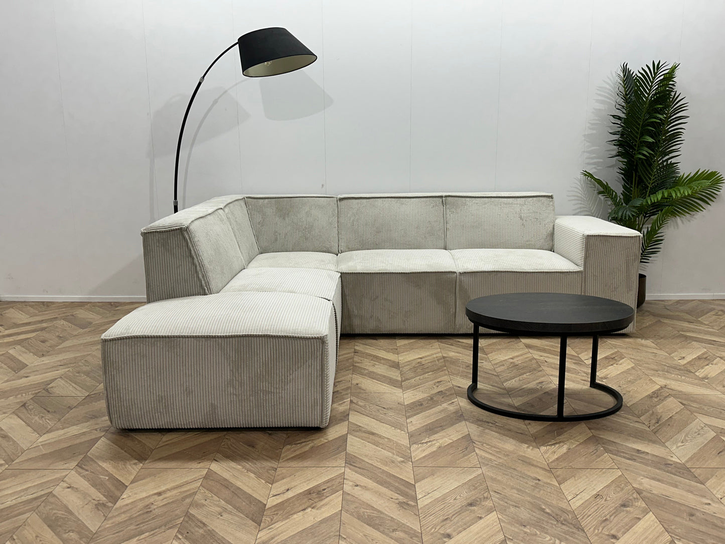 !Showroommodel! Witte Ribstof Hoekzetel