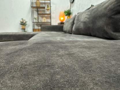 Antraciet Velvet U Zetel ~ Losse Kussens Met Afneembare Hoezen