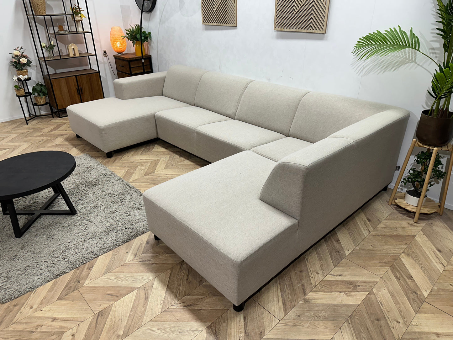 SoTrue Beige Stoffen U Zetel ~ Vaste Kussens