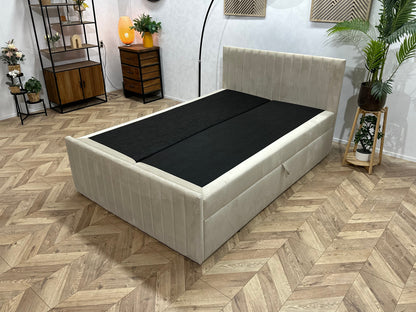 !Showroommodel! Beige Velvet Boxspring Inc Topper