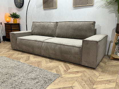 !Showroommodel! Licht Bruine Ribstof 2.5-Zits Zetel ~ Slaapfunctie