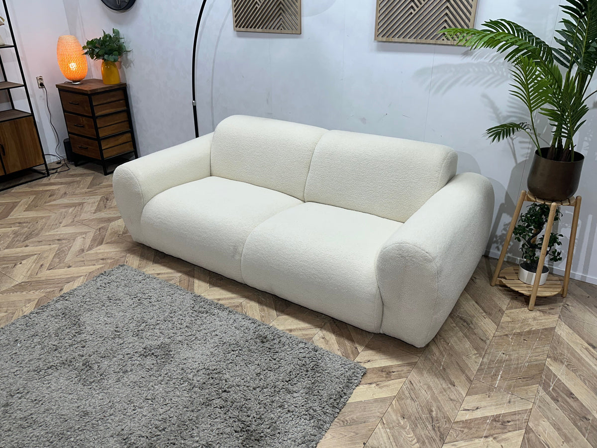 !Showroommodel! Witte/Crème Bouclé Stoffen 2.5-Zits Zetel