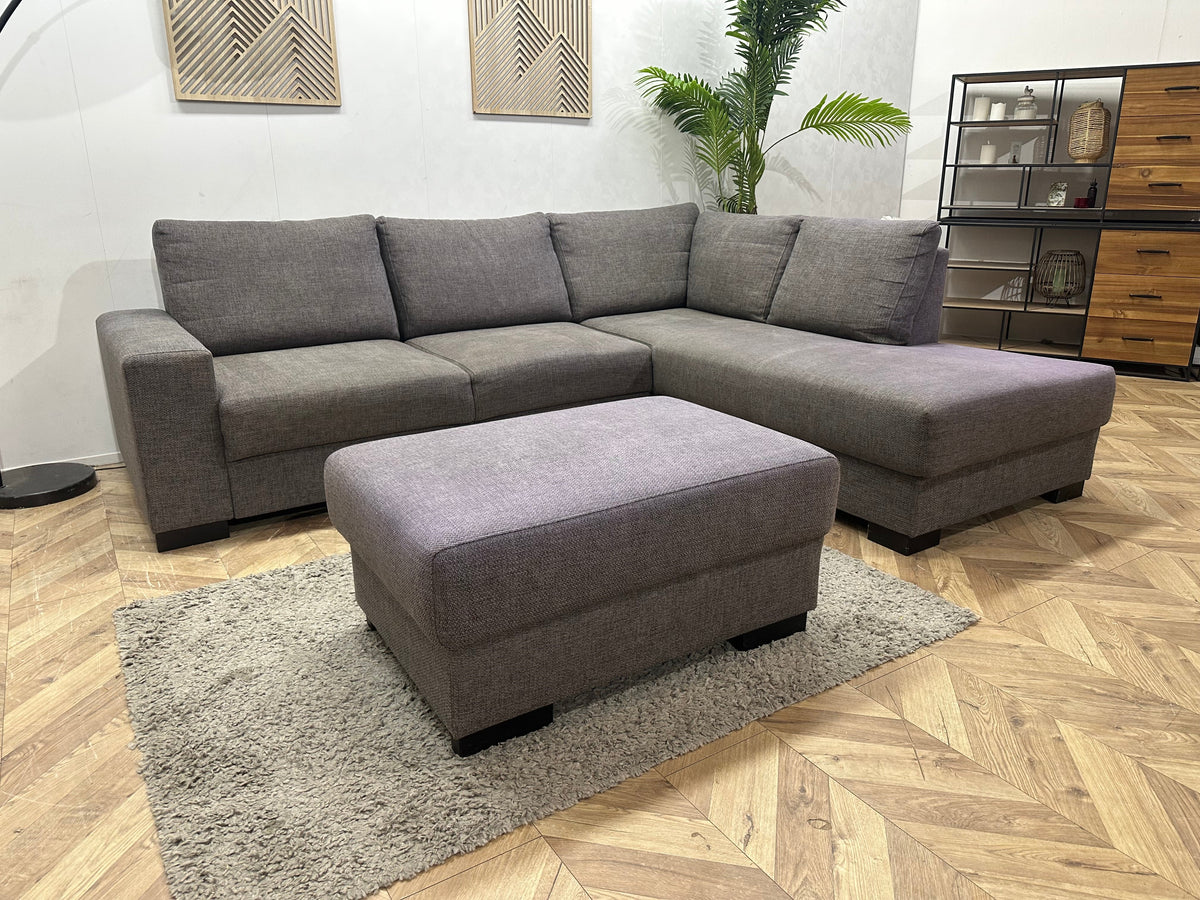 Grijze Hoekzetel Inc Hocker ~ Losse Rugkussens Met Afneembare Hoezen