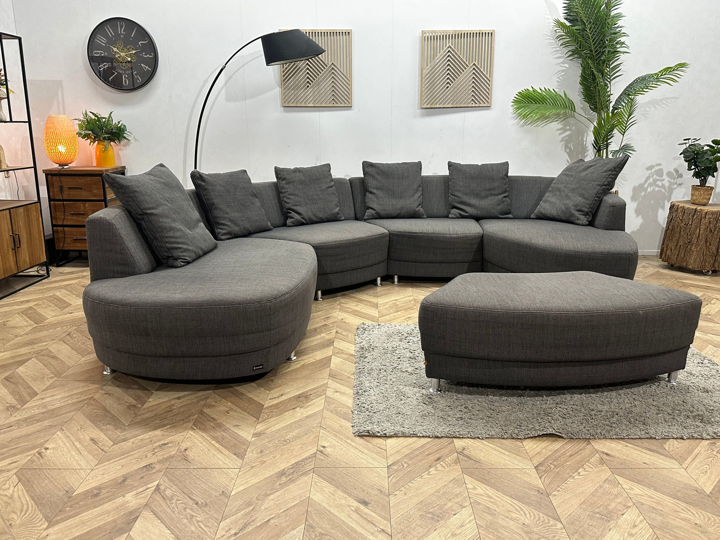 Lamonta Antraciet Design U Zetel Inc Hocker ~ Losse Rugkussens Met Afneembare Hoezen