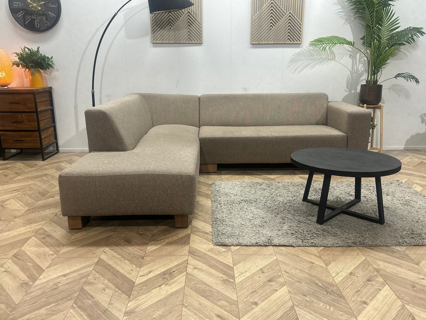 Goossens Beige Hoekzetel ~ Vaste Kussens