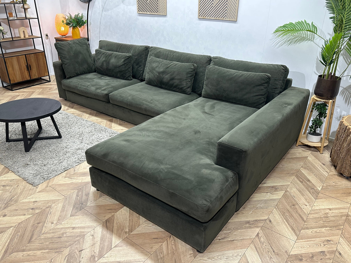 Donker Groene Velvet Ruime Hoekzetel ~ Losse Kussens Met Afneembare Hoezen