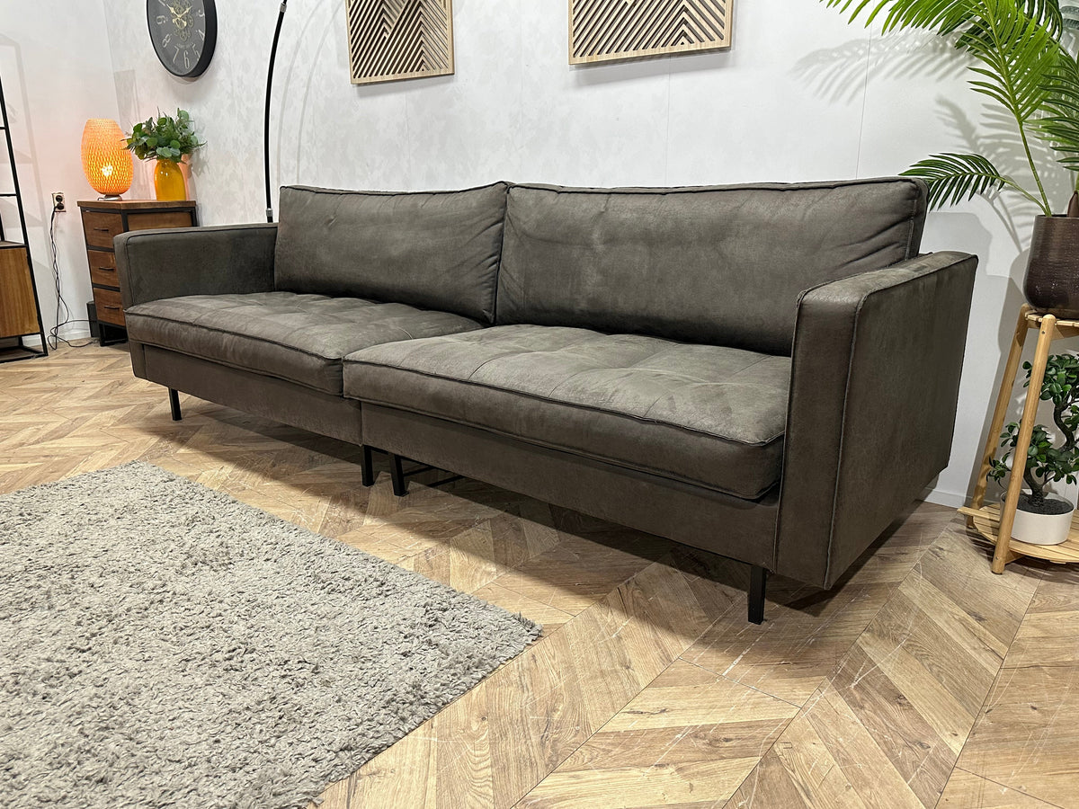 Be Pure Antraciet Suede Stoffen 2.5-Zits Zetel Inc Hocker ~ Losse Kussens Met Afneembare Hoezen