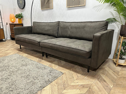 Be Pure Antraciet Suede Stoffen 2.5-Zits Zetel Inc Hocker ~ Losse Kussens Met Afneembare Hoezen