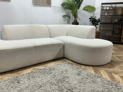 Witte Bouclé Stoffen Hoekzetel ~ Vaste Kussens