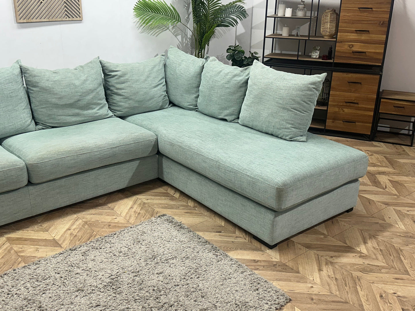 Burhens Licht Blauwe Ruime Hoekzetel Inc Fauteuil ~ Losse Kussens Met Afneembare Hoezen