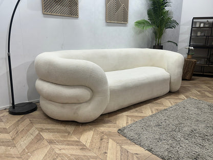 Witte Bouclé Stoffen 2.5-Zits Zetel ~ Vaste Kussens