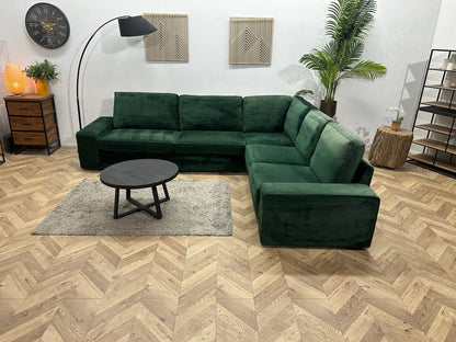 Groene Velvet Hoekzetel ~ Losse Kussens Met Afneembare Hoezen