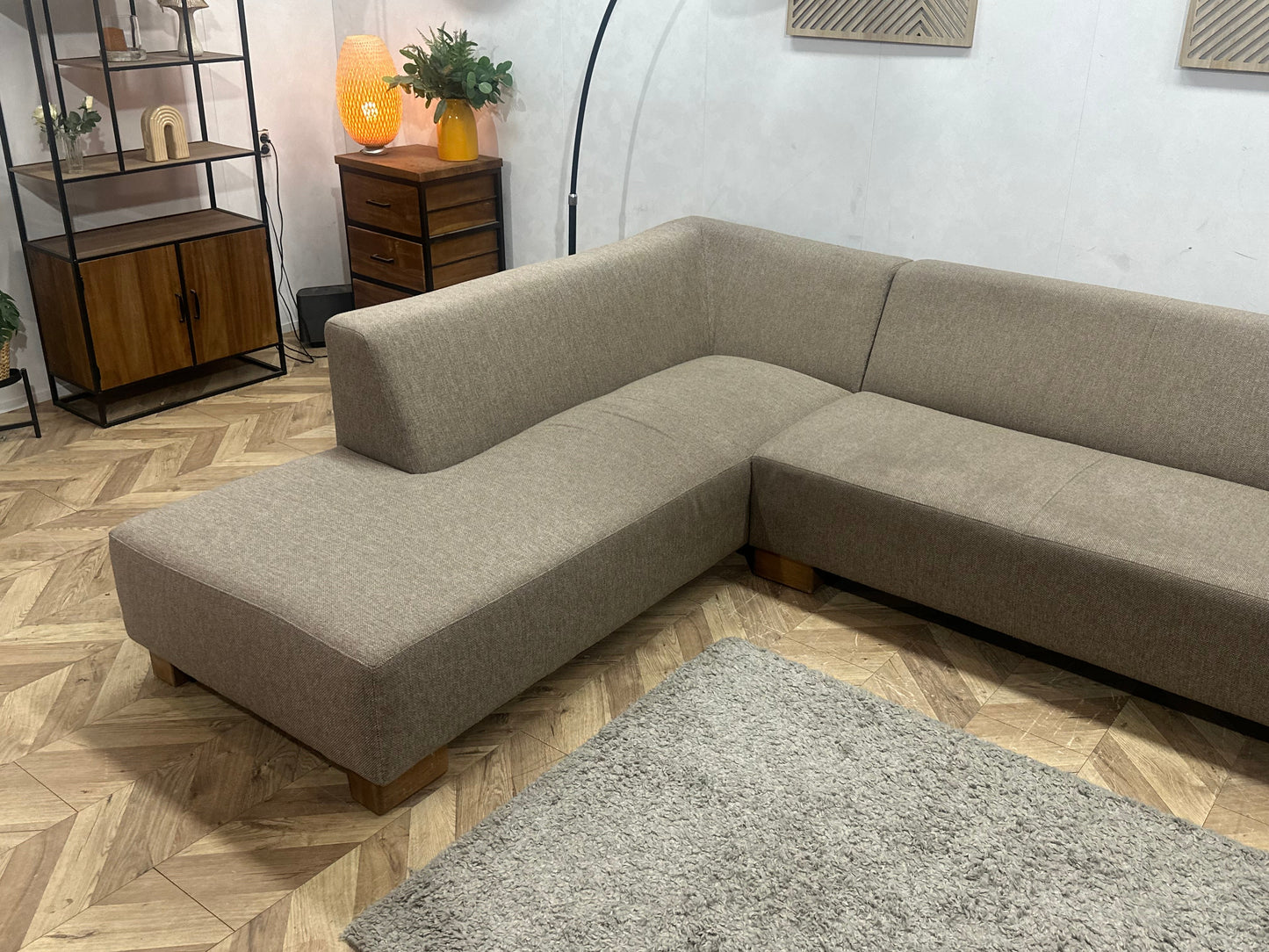 Goossens Beige Hoekzetel ~ Vaste Kussens
