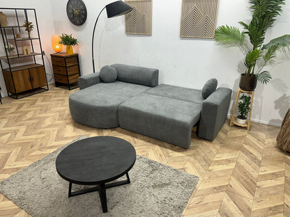 !Showroommodel! Grijze Velvet Hoekzetel ~ Slaapfunctie