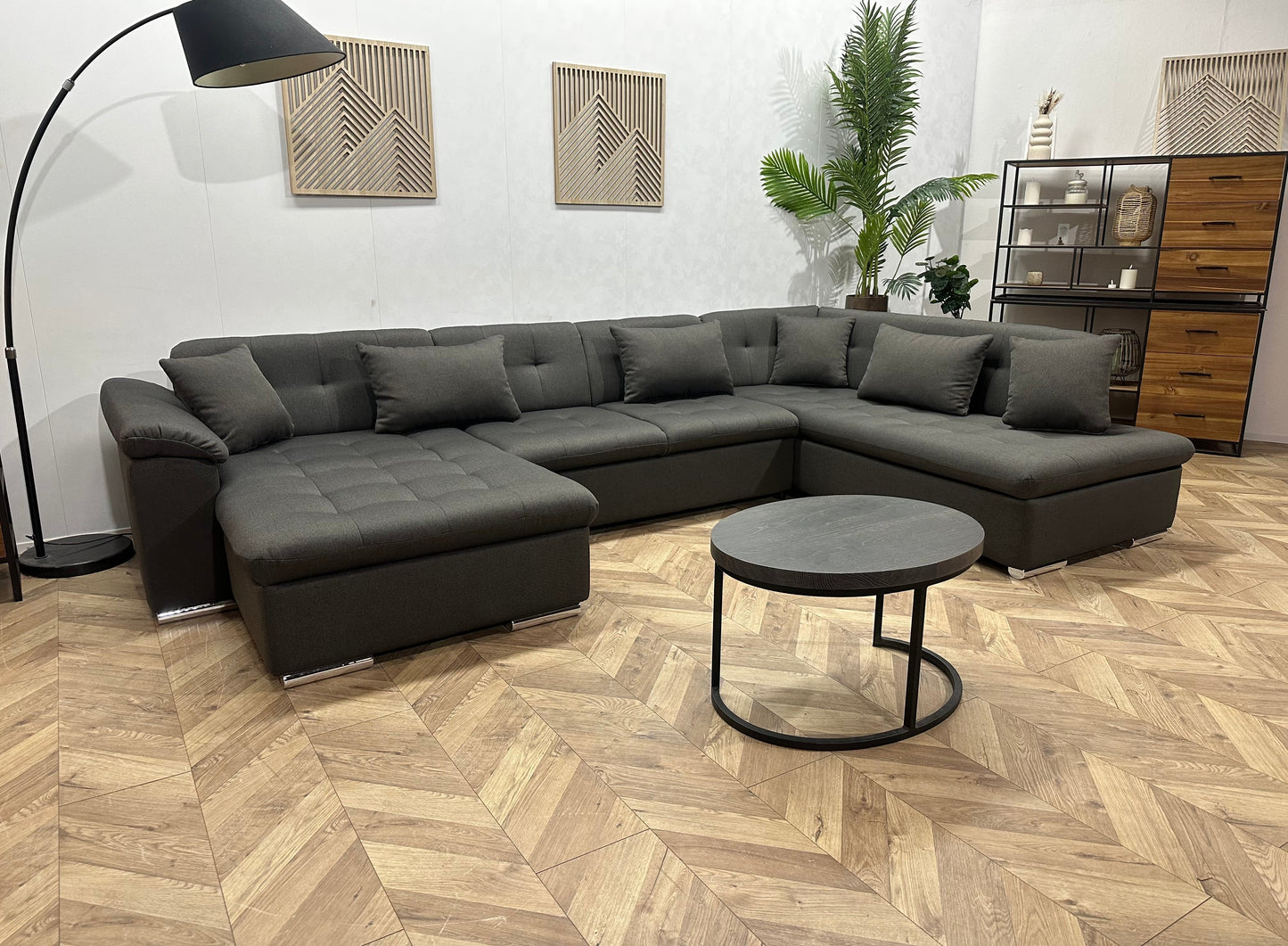 !Showroommodel! Grijze Suède Stoffen U Zetel