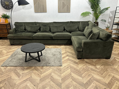 Groene Velvet Ruime Hoekzetel ~ Losse Kussens Met Afneembare Hoezen