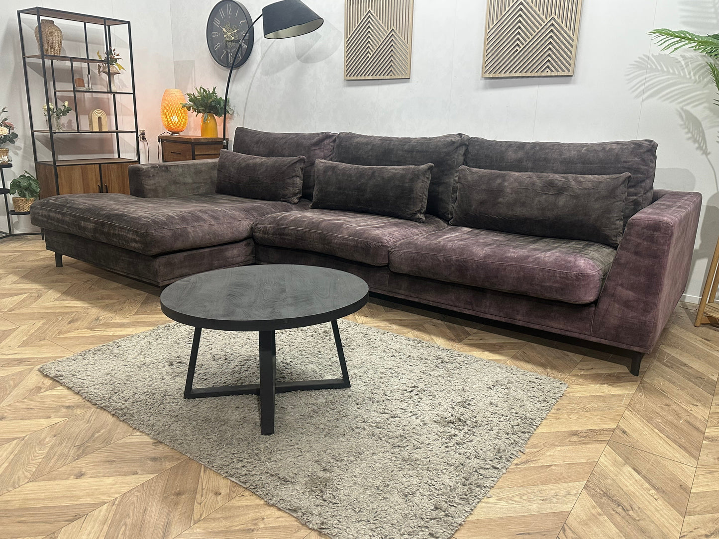 Room108 Antraciet Velvet Hoekzetel ~ Losse Kussens Met Afneembare Hoezen