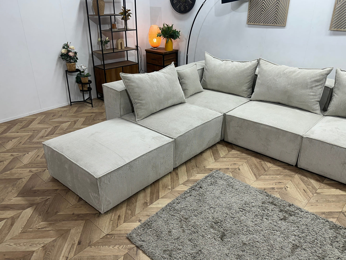 !Showroommodel! Witte Ribstof Hoekzetel ~ Meerdere Opstellingen