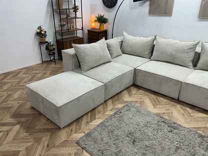 !Showroommodel! Witte Ribstof Hoekzetel ~ Meerdere Opstellingen
