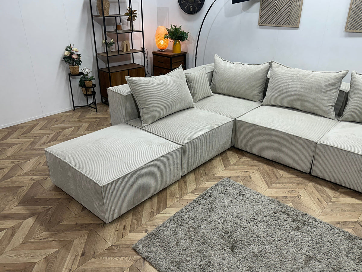 !Showroommodel! Witte Ribstof Hoekzetel ~ Meerdere Opstellingen