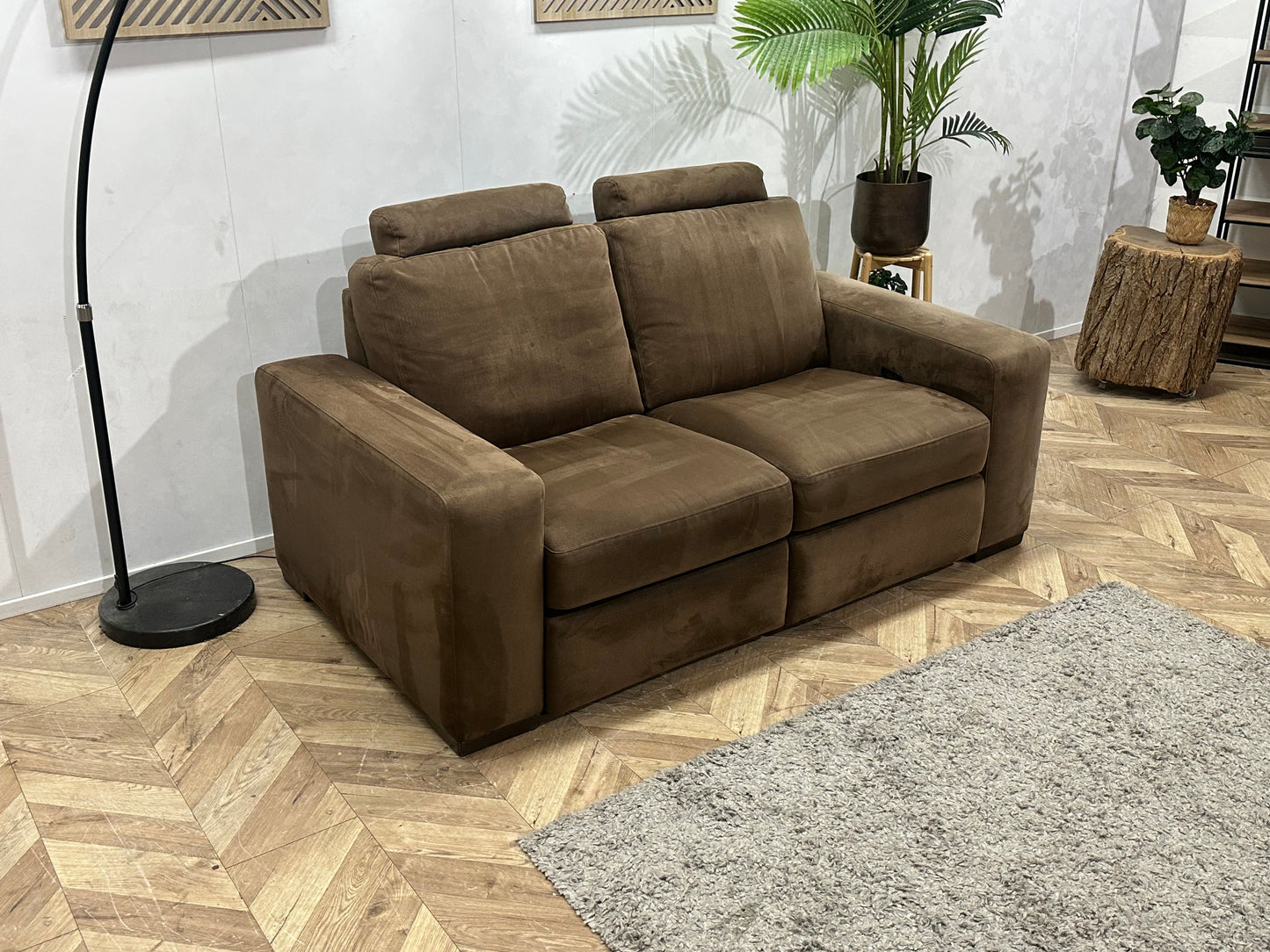 Bruine Velvet 2.5-Zits Zetel ~ Relaxfunctie