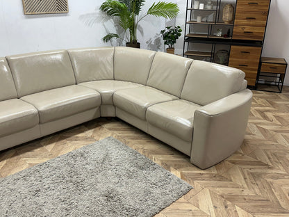 Beige Echt Lederen Hoekzetel ~ Geïmpregneerd
