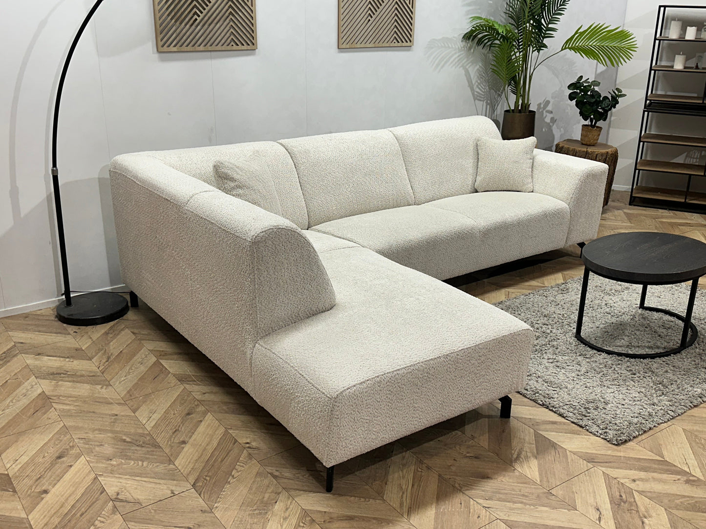 !Showroommodel! Witte Bouclé Stoffen Hoekzetel