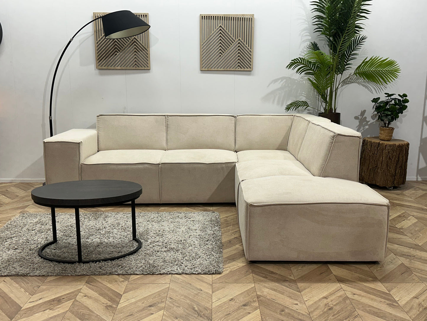 !Showroommodel! Crème Suède Stoffen Hoekzetel