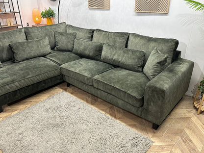 Donker Groene Velvet Hoekzetel ~ Losse Kussens Met Afneembare Hoezen