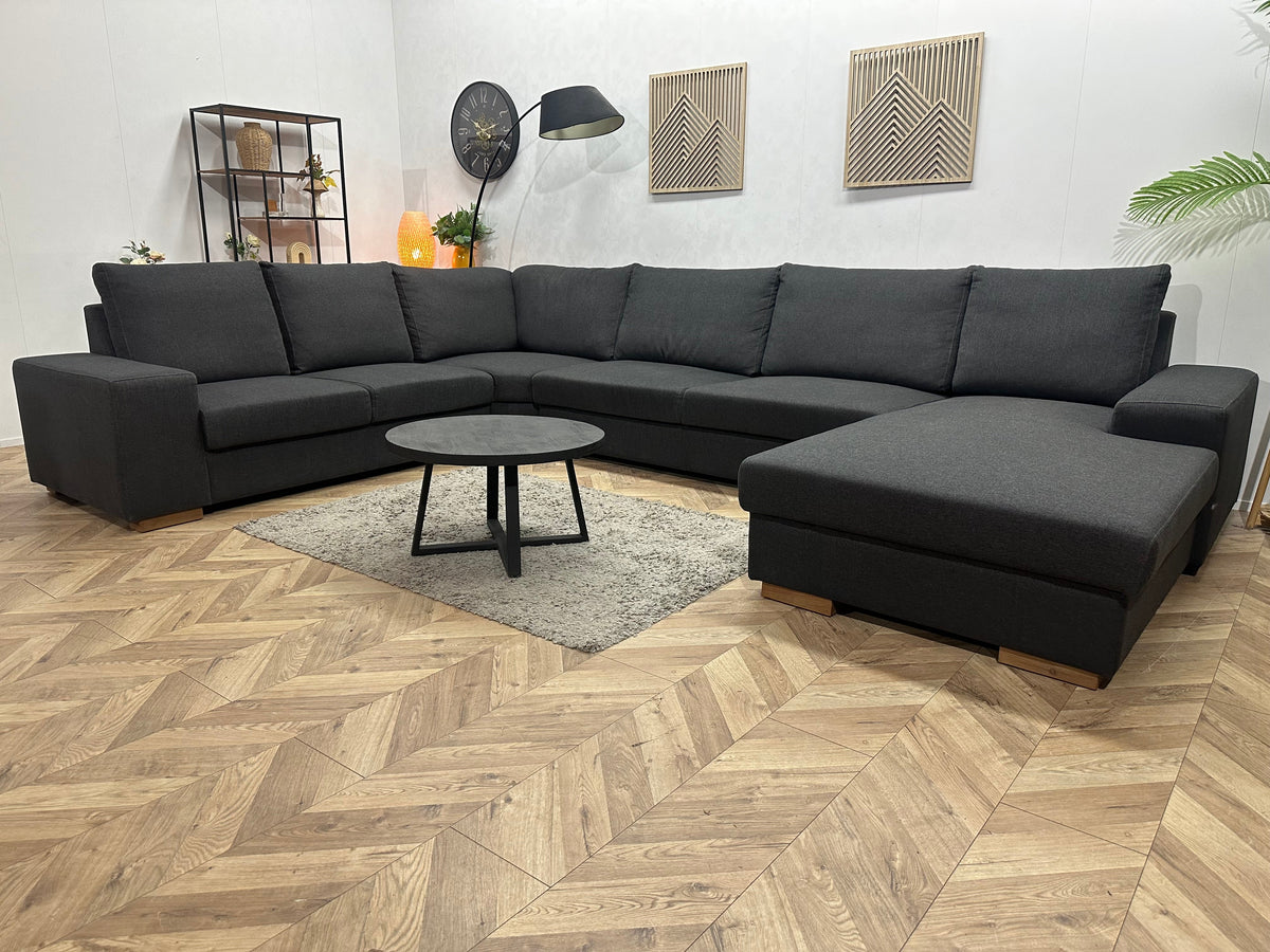 Antraciet U Zetel ~ Losse Rugkussens Met Afneembare Hoezen