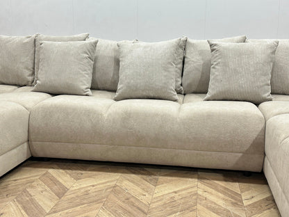 !Showroommodel! Crème Velvet U Zetel ~ Losse Ribstof Rugkussens