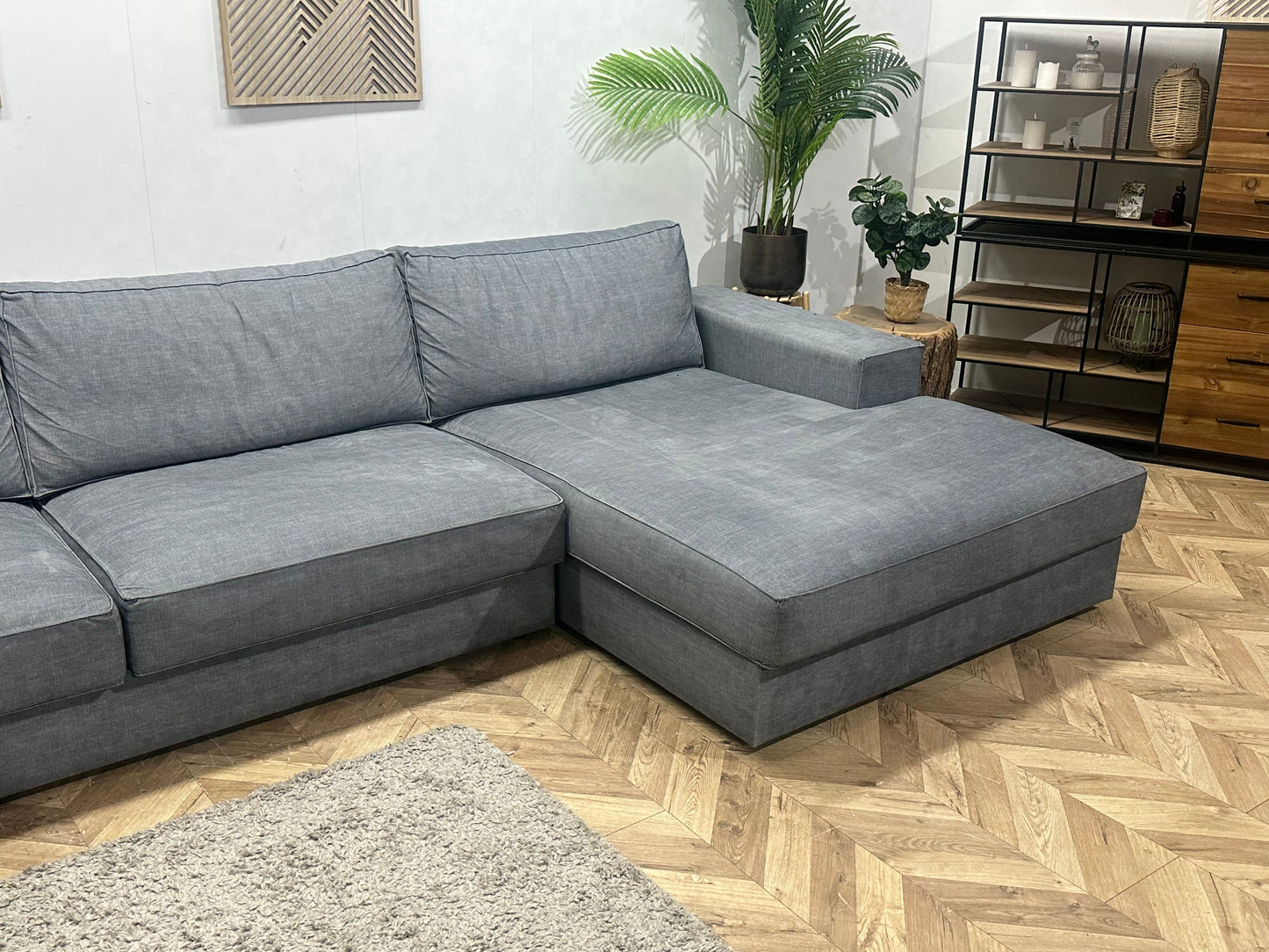 Room108 Grijze Ruime Velvet Hoekzetel ~ Nieuwstaat