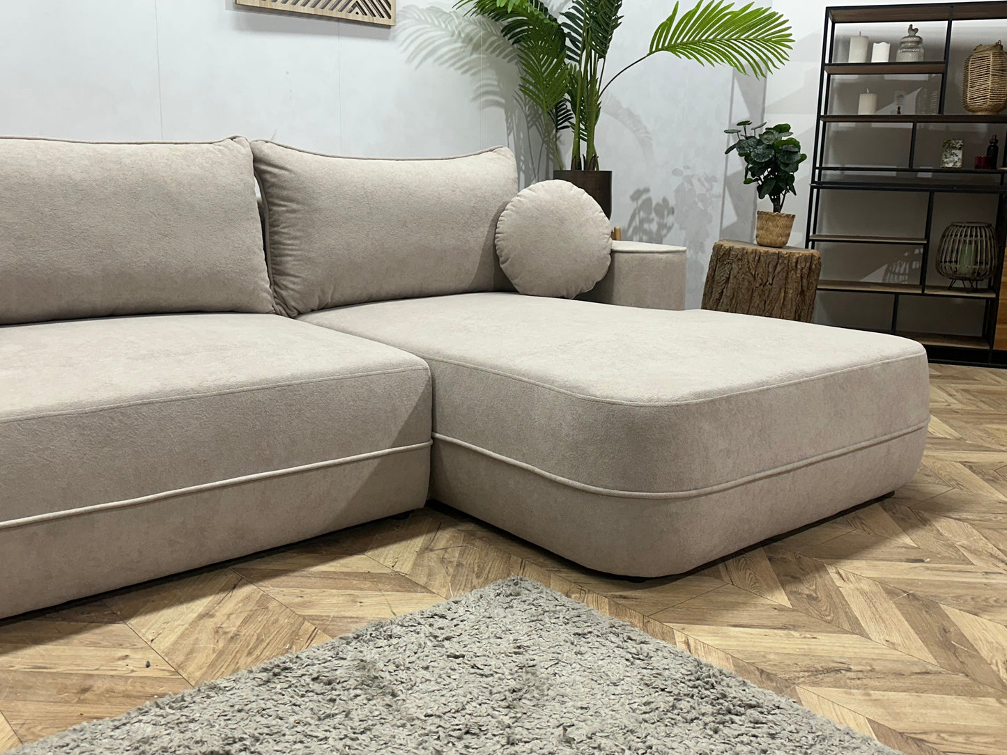 !Showroommodel! Licht Grijze Velvet Hoekzetel