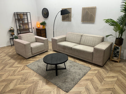 Licht Grijze Suède Stoffen Zetels Set ~ Vaste Kussens