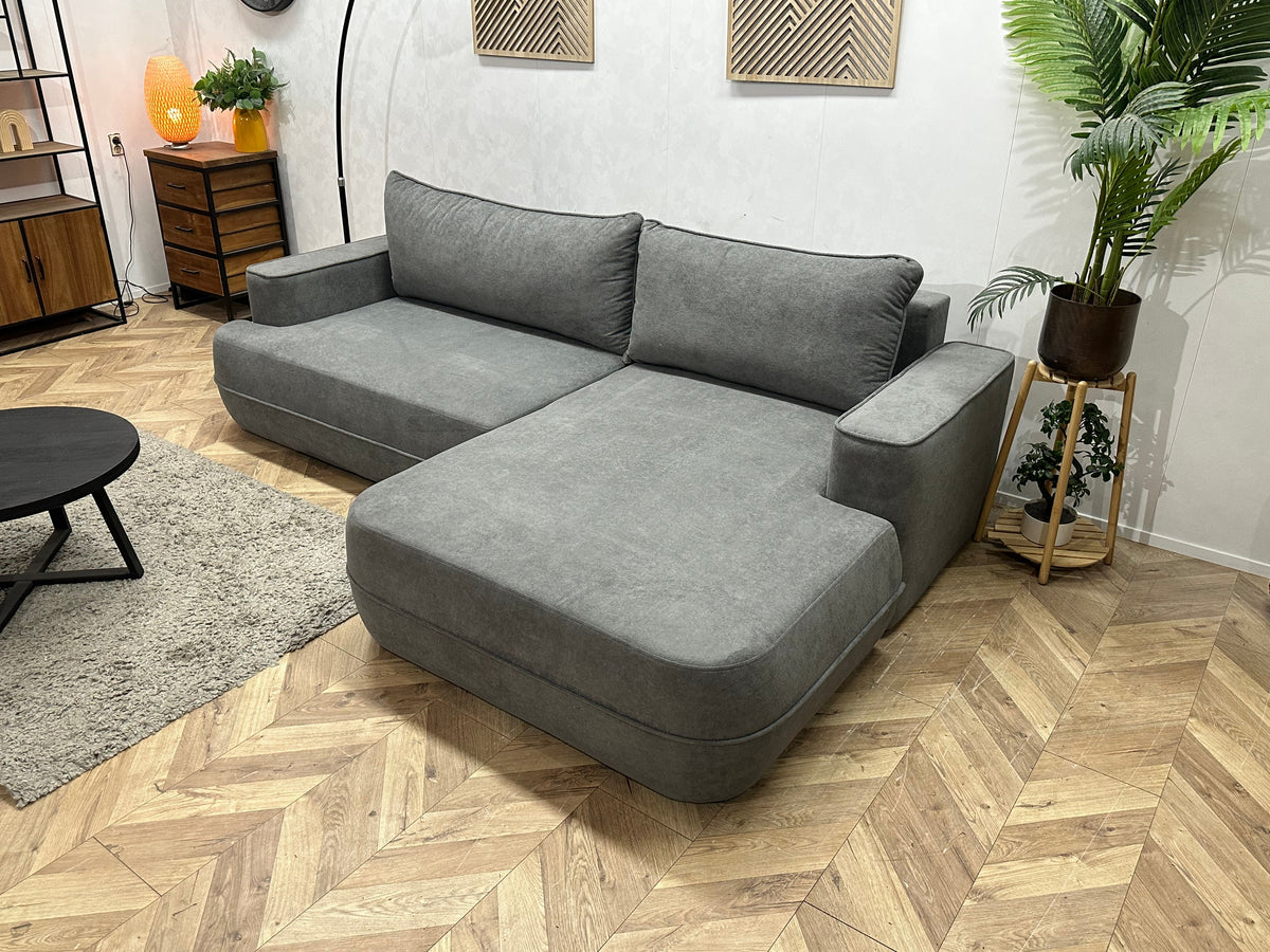 !Showroommodel! Grijze Velvet Hoekzetel
