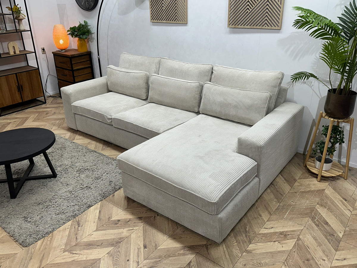 !Showroommodel! Witte Ribstof Hoekzetel