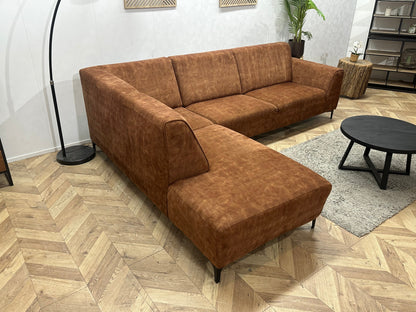 Cognac Bruine Velvet Hoekzetel ~ Vaste Kussens