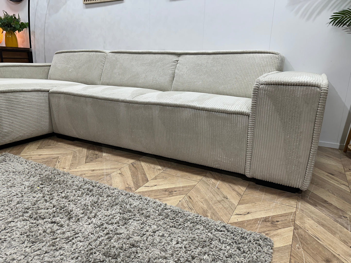 !Showroommodel! Crème Ribstof Hoekzetel ~ Vaste Kussens