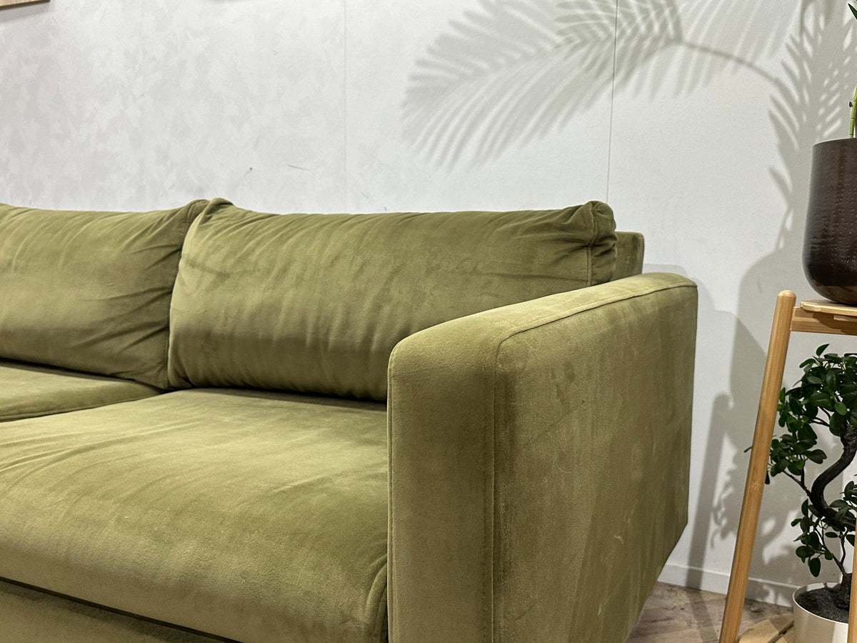 Groene Velvet Hoekzetel ~ Losse Kussens Met Afneembare Hoezen