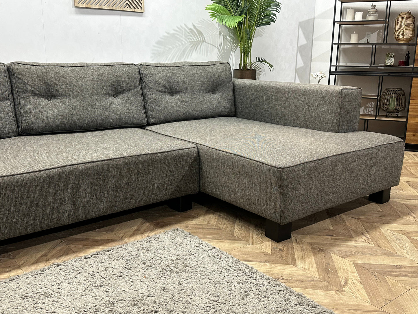 Antraciet Hoekzetel Inc Hocker ~ Losse Rugkussens Met Afneembare Hoezen